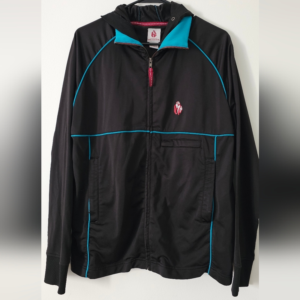 Men's Black and Teal Windbreaker Jacket